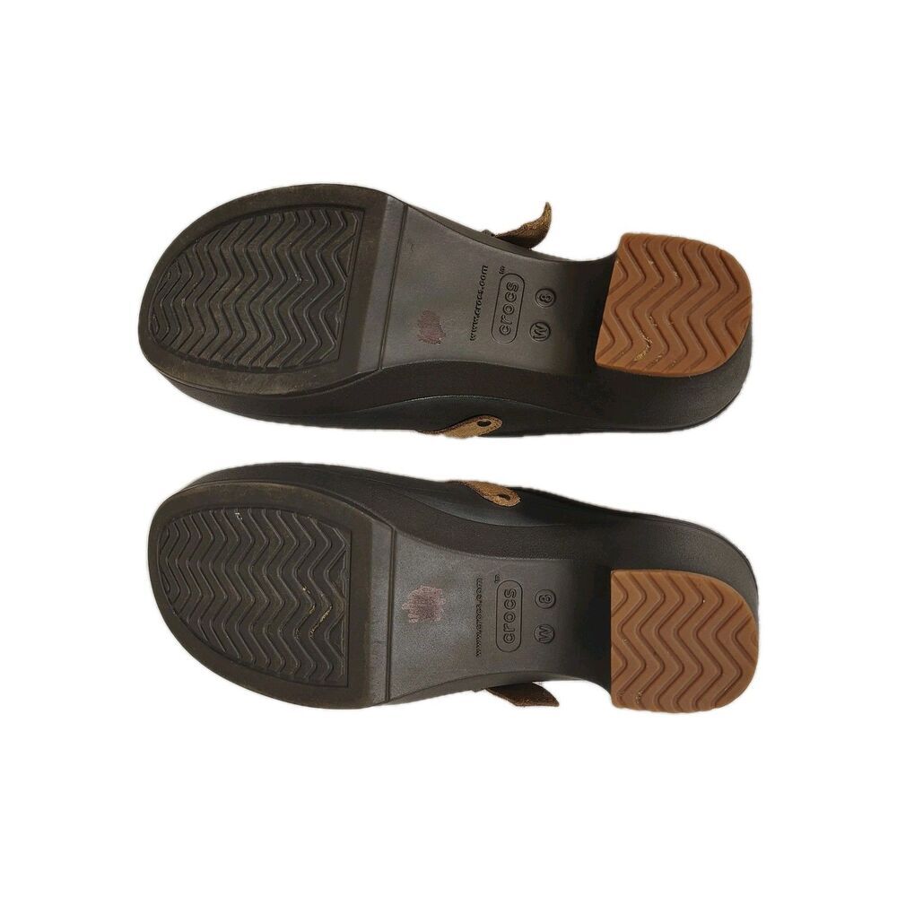 Crocs Womens Cottagecore Granola Platform Clog Mules Size 8 Brown Chunky Strap - Picture 9 of 9